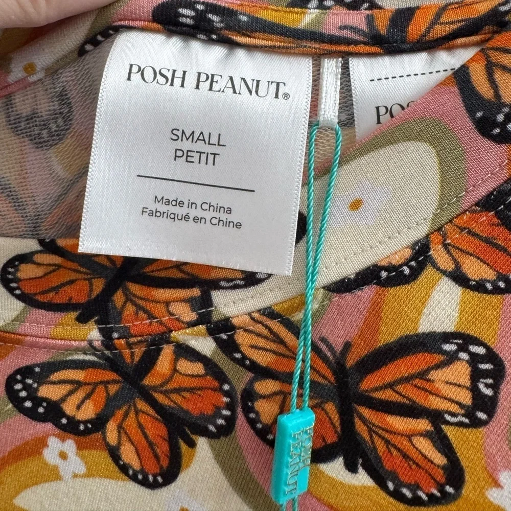 Posh Peanut Bowie Adult Orange and White Butterfly pullover sweater - Picture 3 of 6